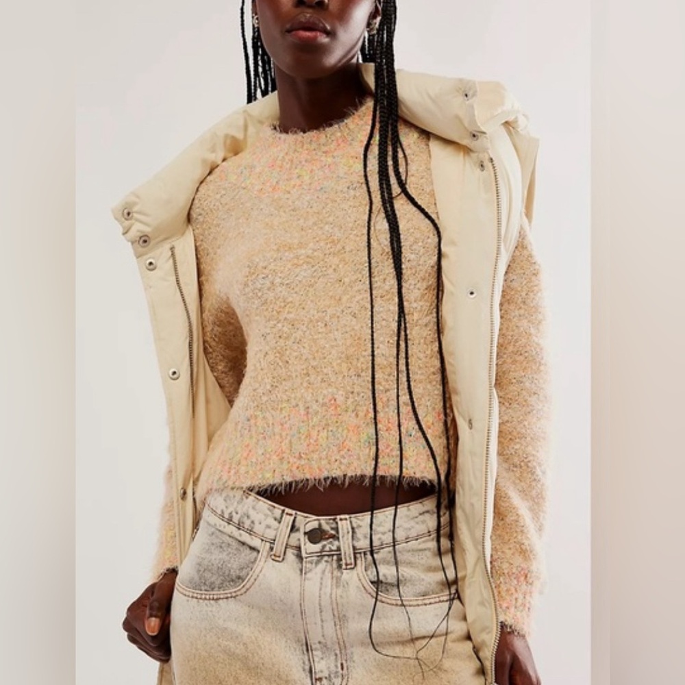 Free People Stardust Pullover Sweater. Conch shell combo
